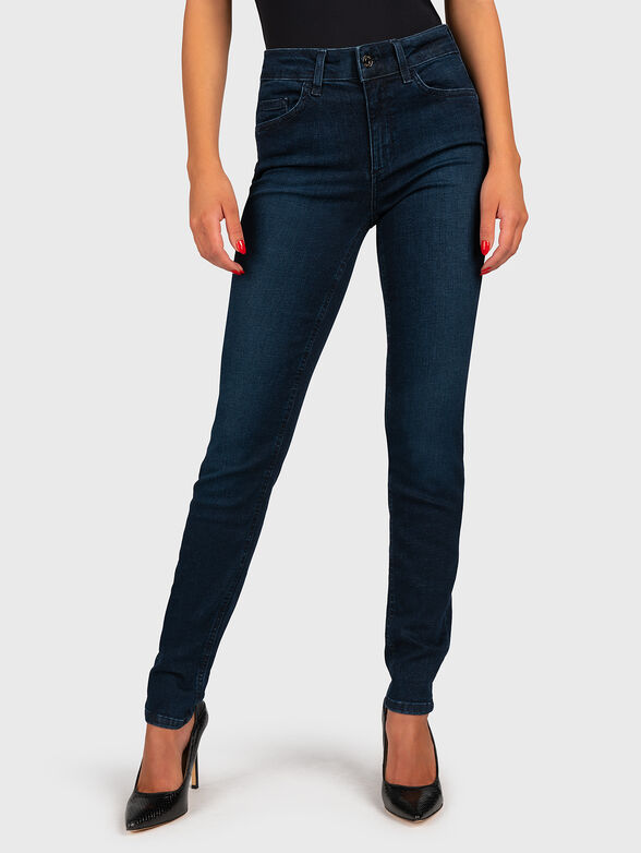 Skinny jeans with applique rhinestones - 1