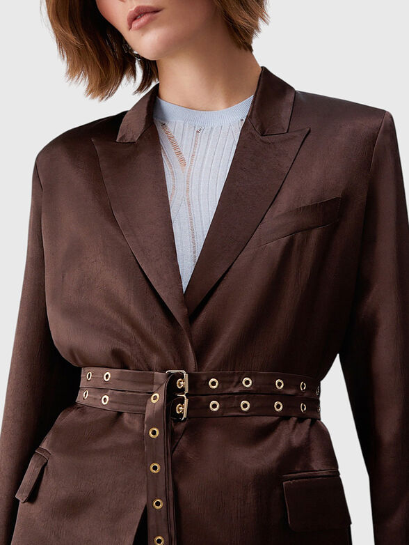 Satin blazer with belt - 4