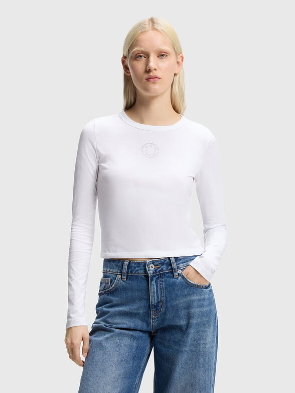 Cropped blouse with rhinestones - 1