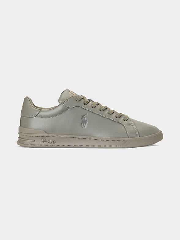Grey leather sneakers - 1