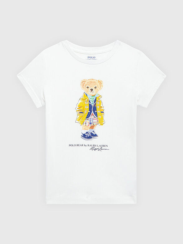 White cotton T-shirt with Polo bear print - 1