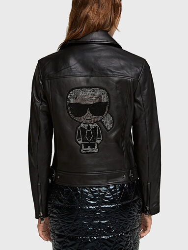 Leather biker jacket with rhinestones - 3