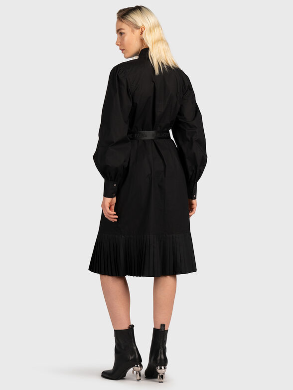 Black dress with pleated detail and belt - 2