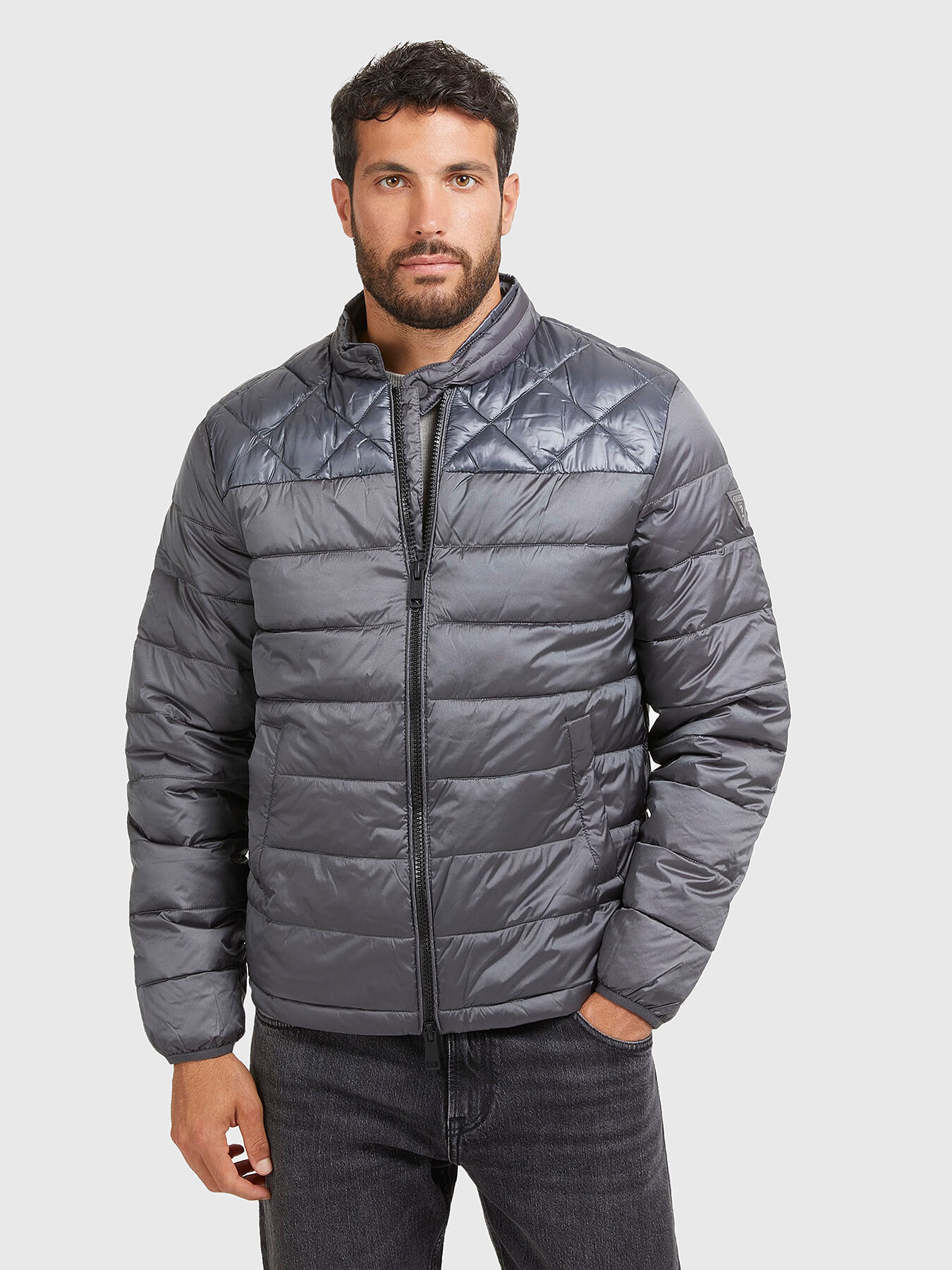 Puffer jacket with quilted effect brand GUESS Globalbrandsstore en