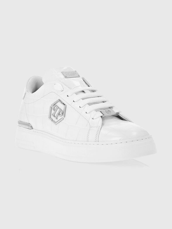 Dark blue leather sneakers - 2