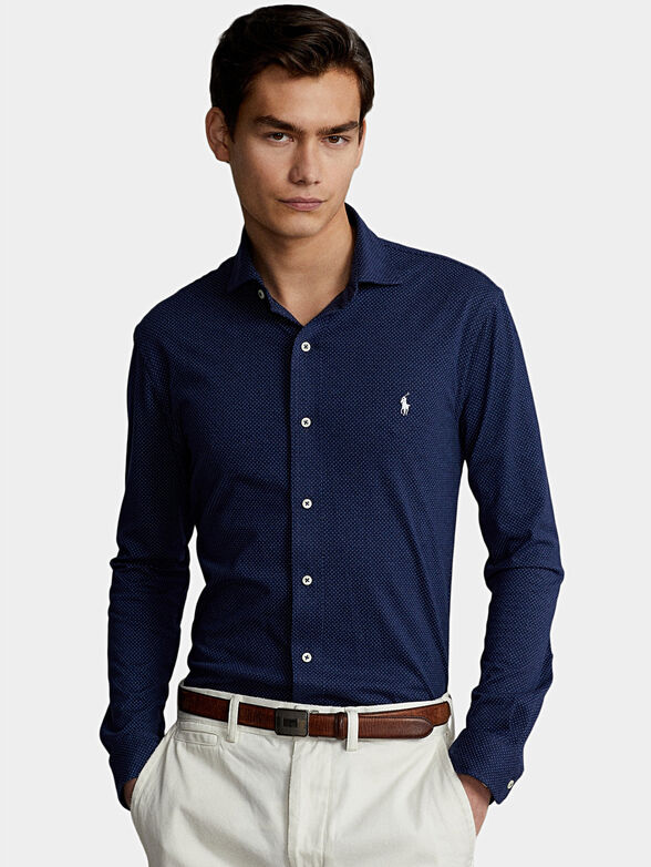 Cotton shirt in dark blue color - 1
