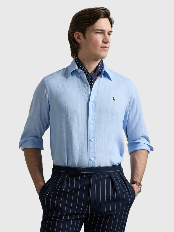 Linen shirt with logo embroidery - 1