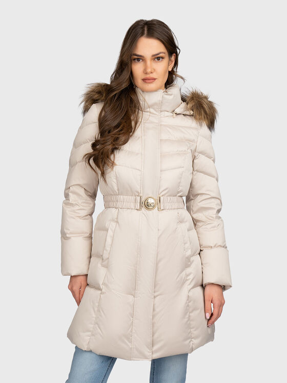 Пухено яке с акцентен колан - 1