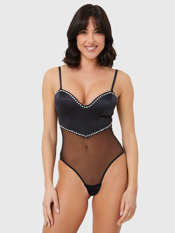 LOVELY bodysuit with sheer effect and rhinestone - 1
