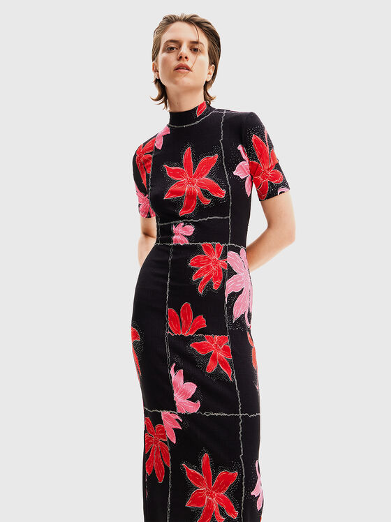 Black dress with floral print - 1