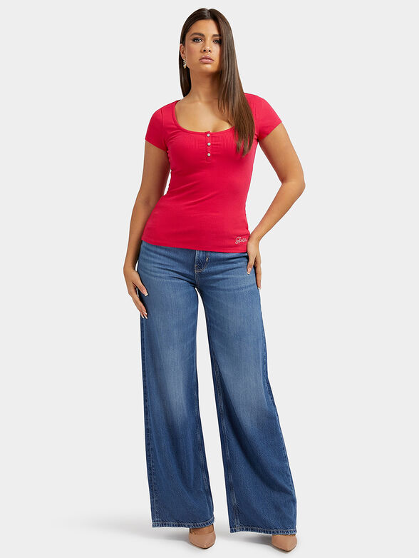 KARLEE black T-shirt with accent buttons - 2