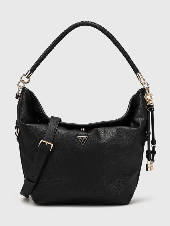 Black hobo bag with a woven handle  - 1