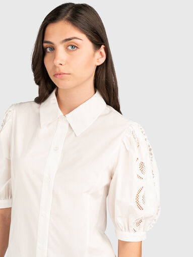 Cotton poplin dress with embroidery - 3