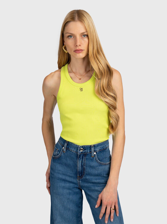 Топ от еластичен рипс с мини лого - 1