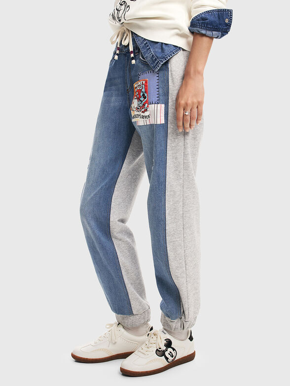 Sports trousers with denim texture  - 1