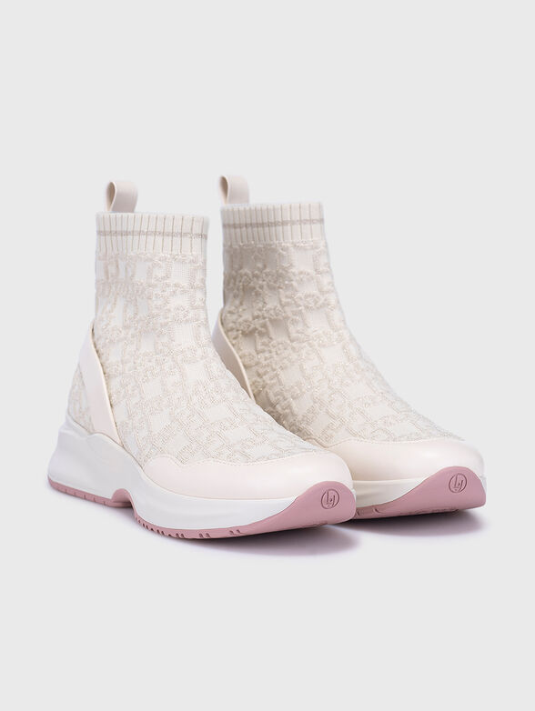 High sports shoes in ecru color - 2