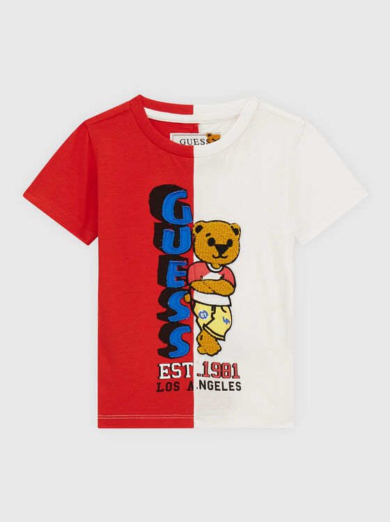 Multicoloured cotton T-shirt with embroideries - 1