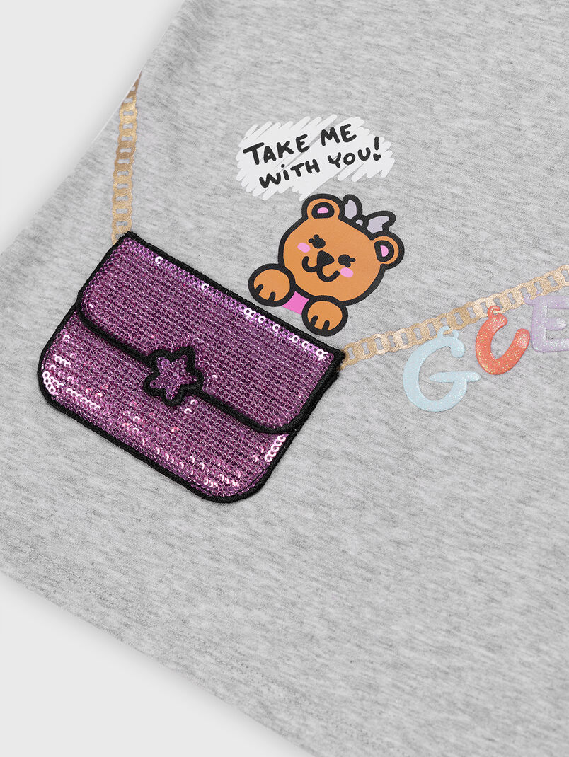 Grey T-shirt with contrasting print - 3