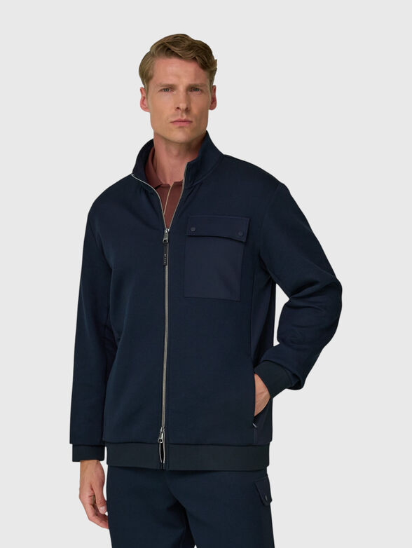 Cotton blend sweatshirt with zip - 1