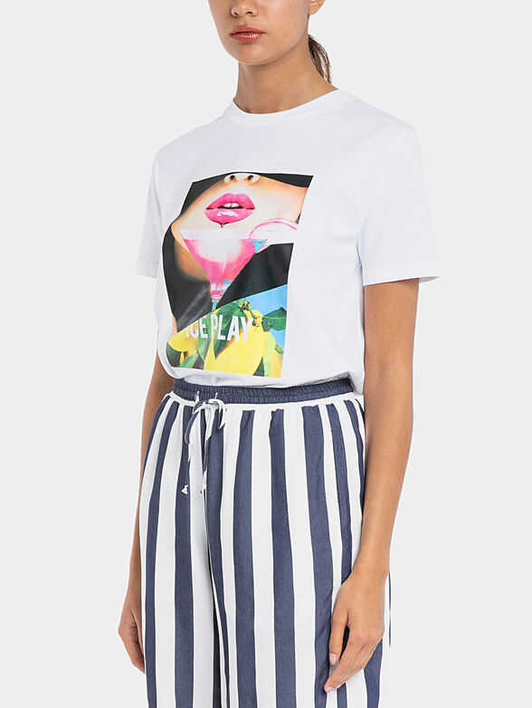 White T-shirt with multicolour print - 1