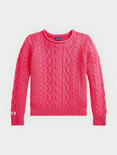 Pink sweater with stylish Aran knits - 1