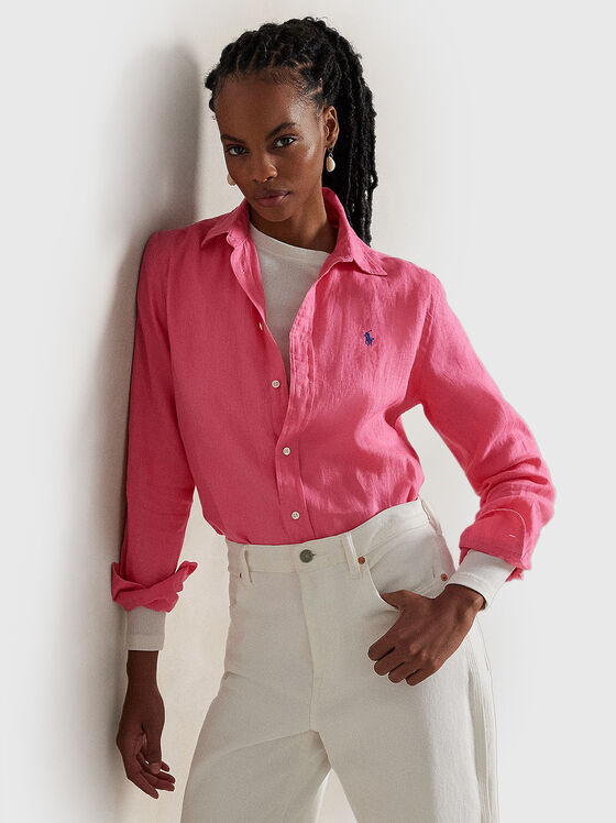 Розова риза с лого бродерия - 1