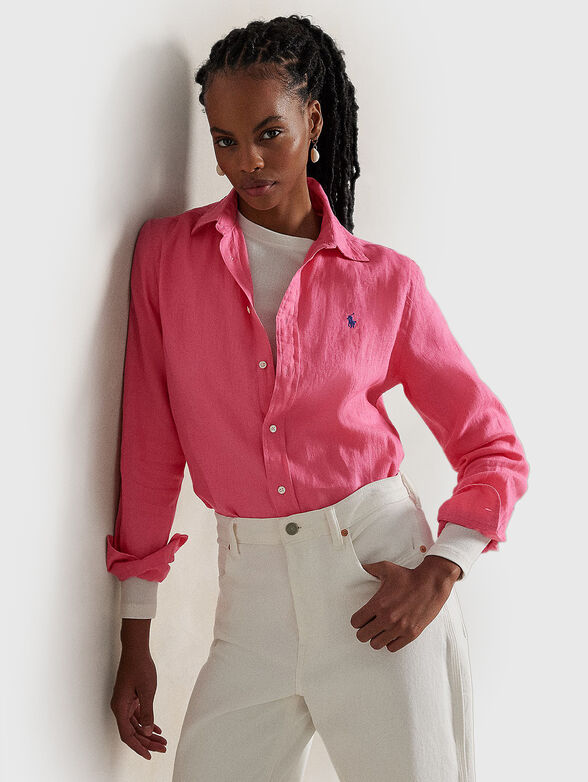 Pink shirt with logo embroidery - 1