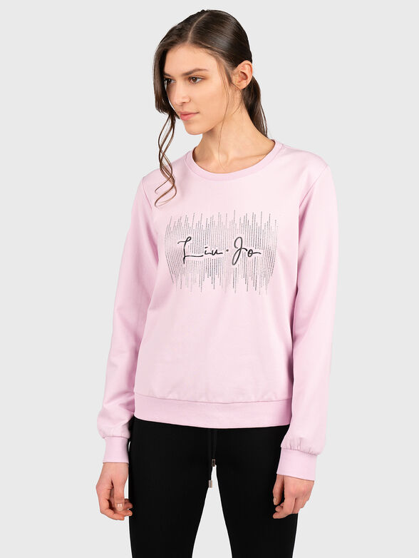 Sweatshirt with appliqued rhinestones - 1