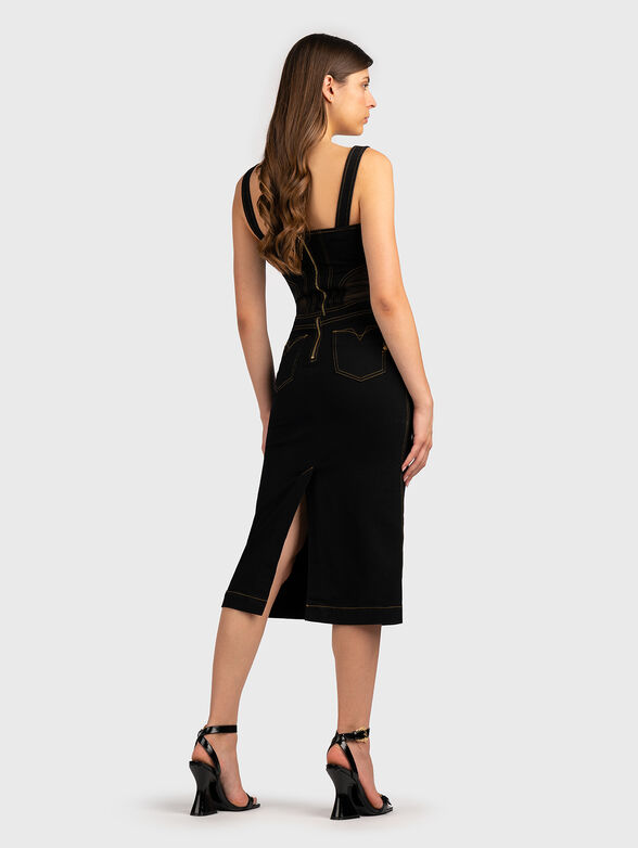 Denim midi dress with logo buckles - 2