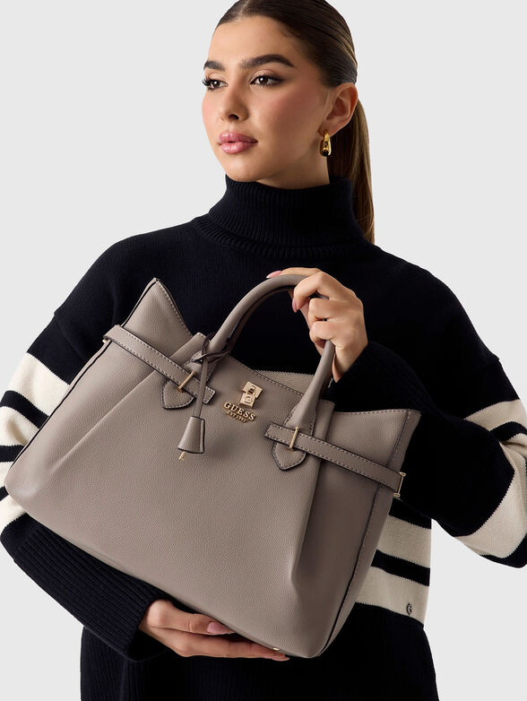 Beige handbag with logo detail - 4