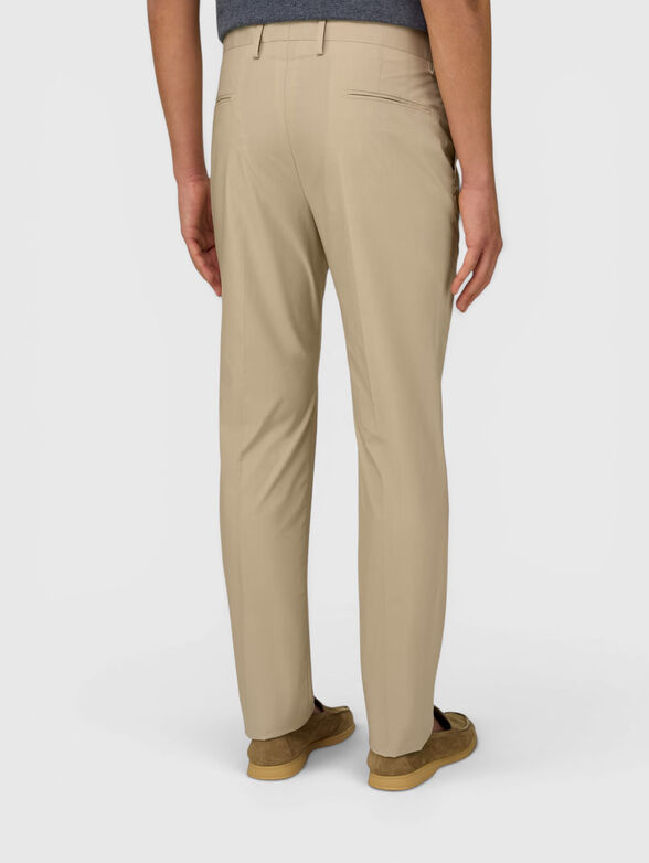 Beige cotton-blend trousers - 2
