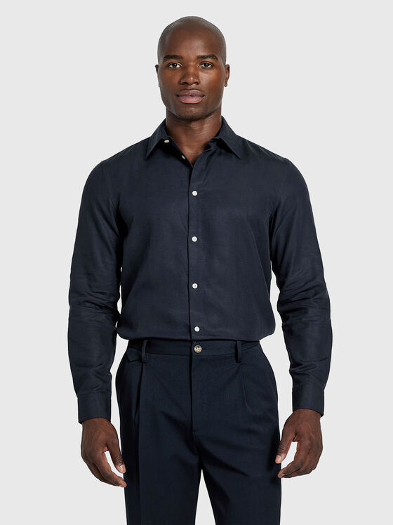 Тъмносиня риза с дълъг ръкав DRESSY - 1