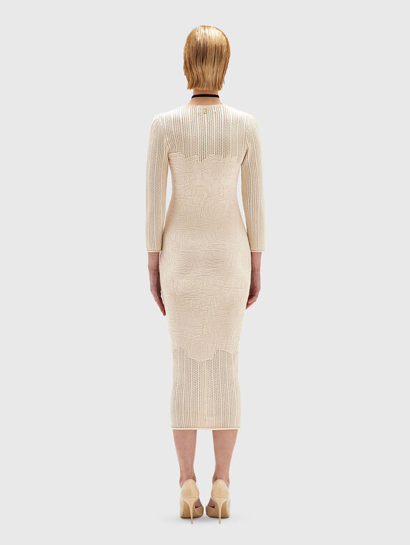 Midi dress with oval neckline and floral motifs - 2