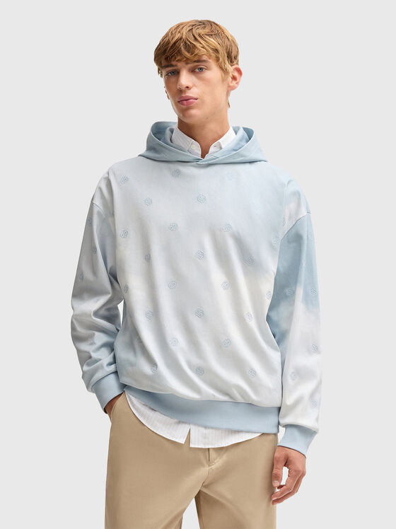 Суитшърт с качулка и лого бродерии - 1