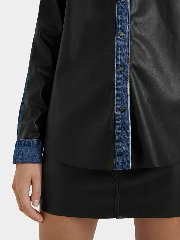 Denim shirt wth leather effect - 5