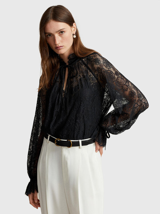 Lace blouse in black - 1