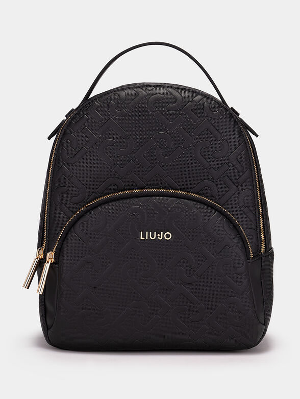 Black backpack with embossed logo - 1