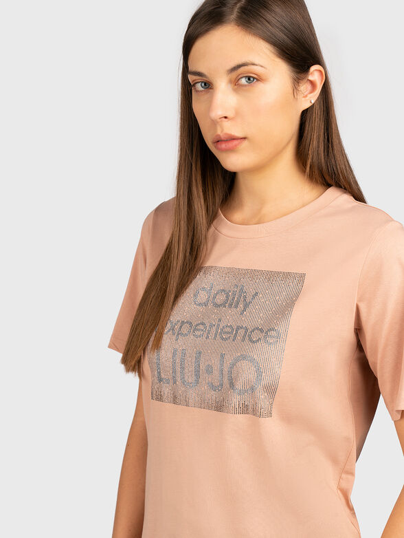 Black t-shirt with the inscription of rhinestones - 3