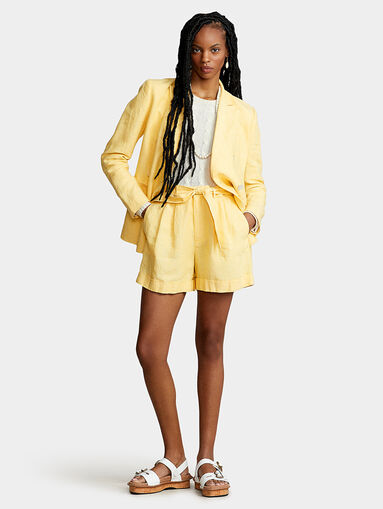 Yellow linen shorts - 4