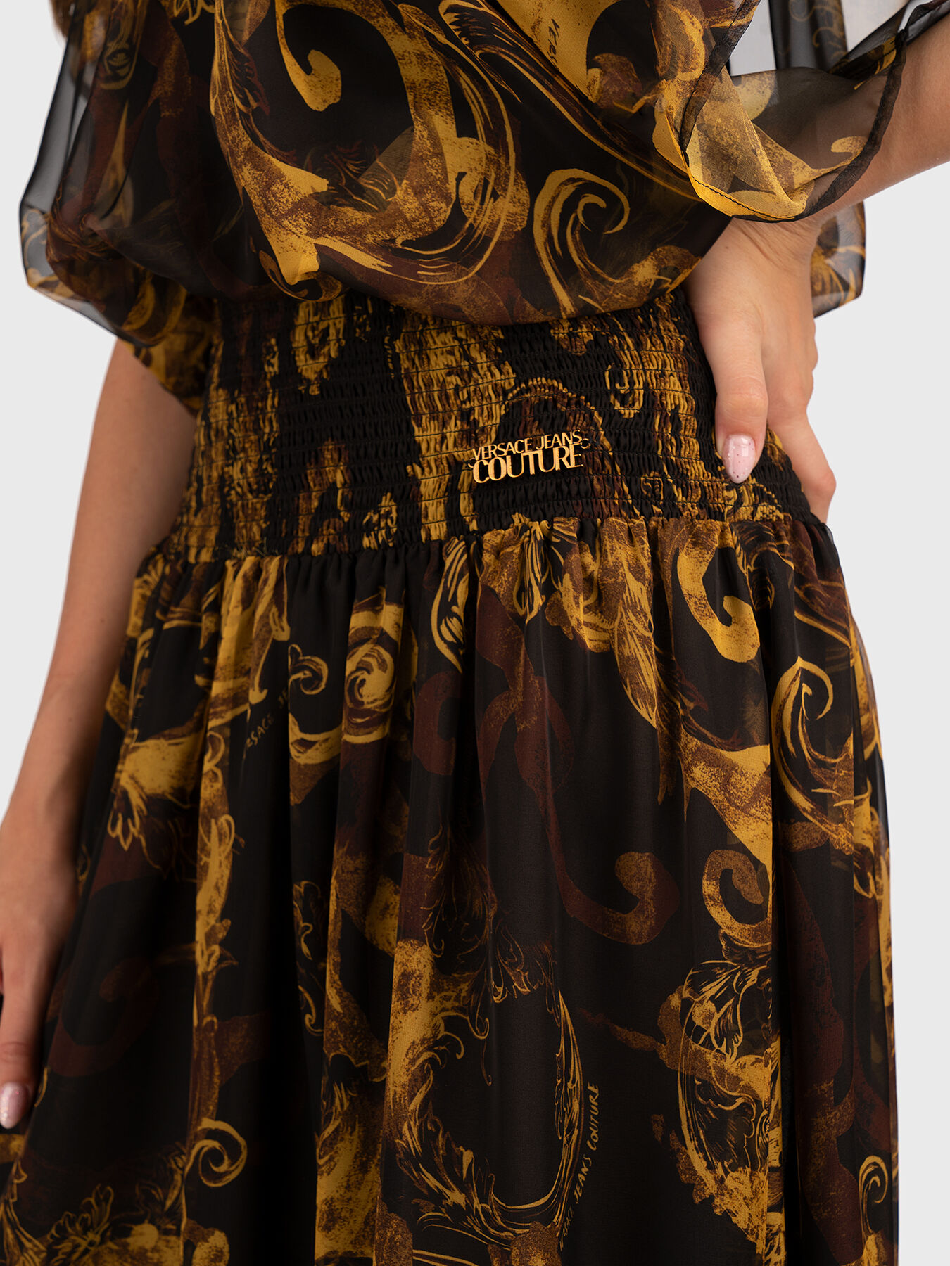Maxi dress with baroque print brand VERSACE JEANS COUTURE