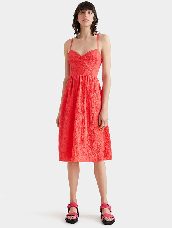 Dress in coral color with straps - 3