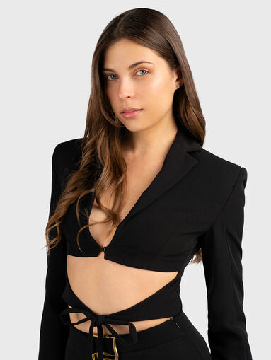 Short jacket with cut-out element and ties - 5