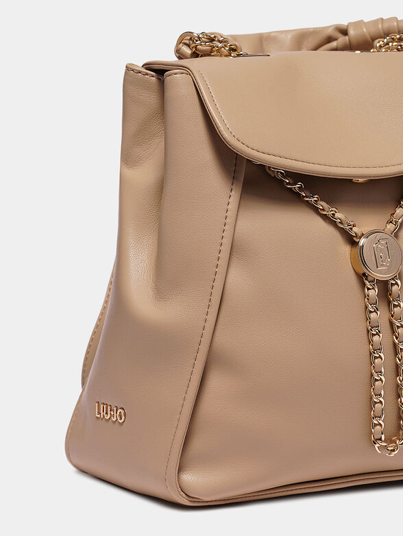 Beige backpack with chain details - 4