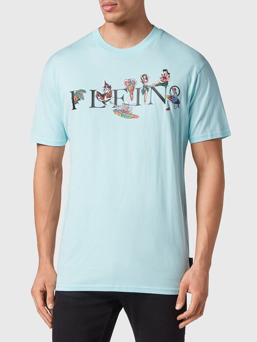 HAWAII blue cotton T-shirt with print
