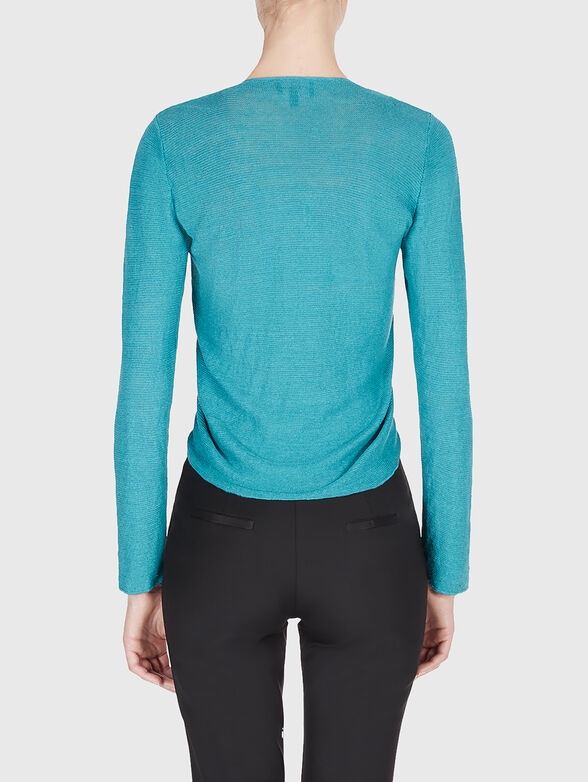 Linen cardigan with accent neckline - 2