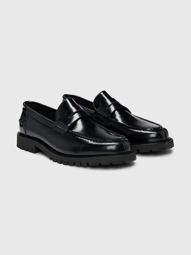 Black leather loafers - 3