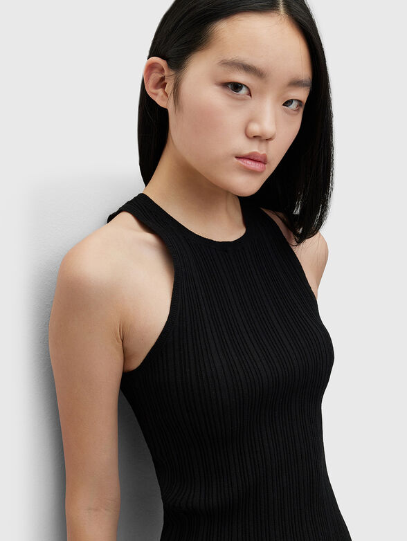 Black ribbed viscose blend top - 4