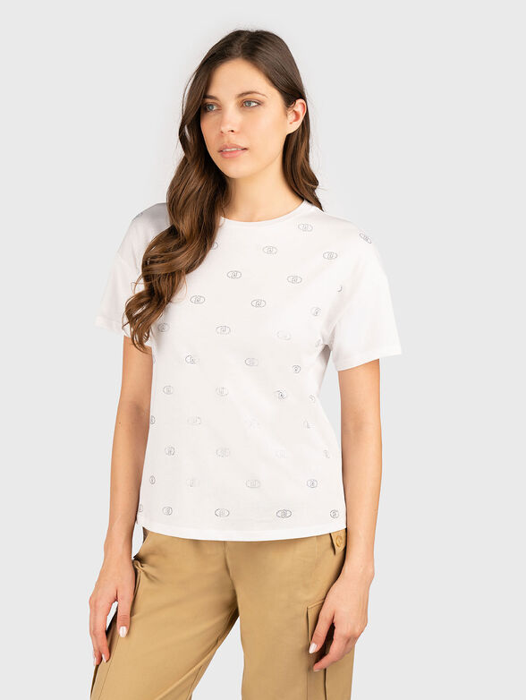 T-shirt with rhinestone monogram  - 0