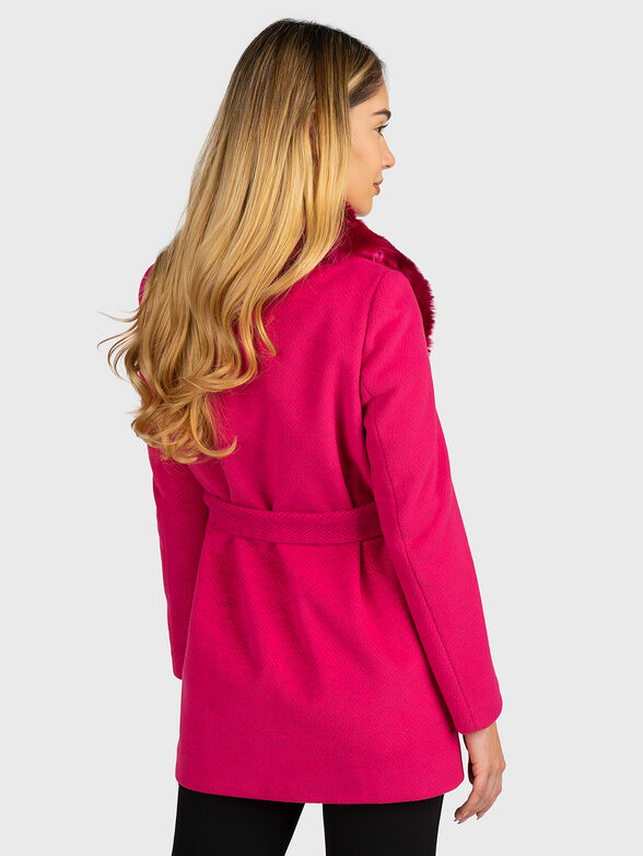 Pink coat with faux fur detail - 3