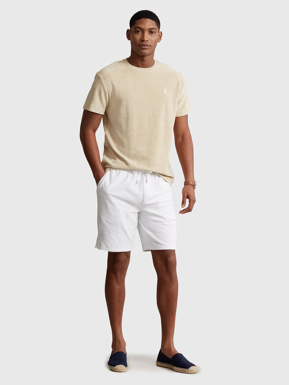Beige soft fabric T-shirt with logo accent - 2